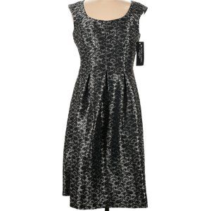 NWT Black and silver grey jacquard dress, size 6
